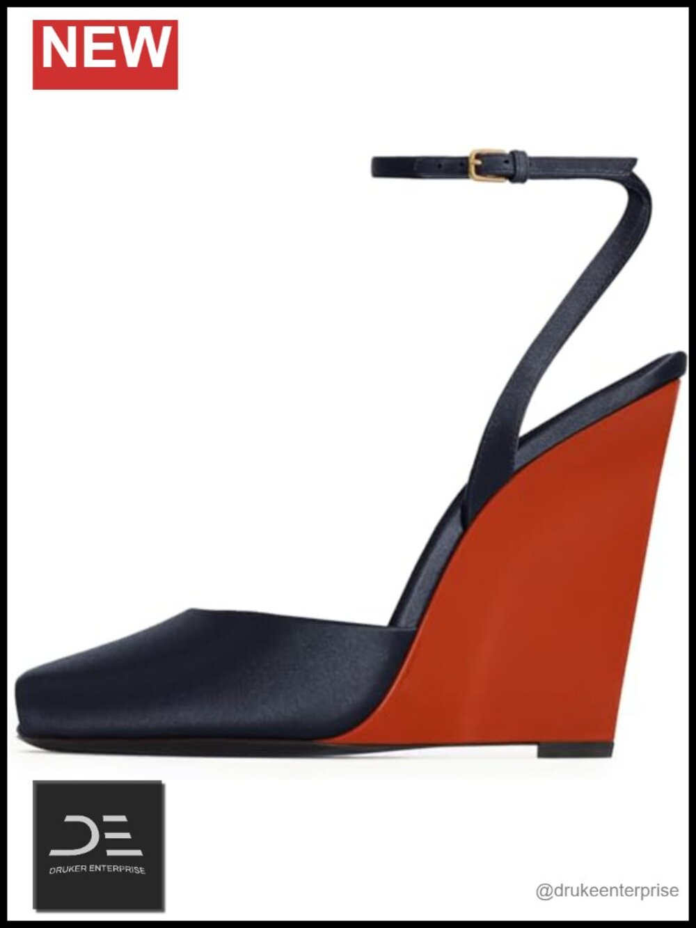 Patent Leather Square Open Toe Ankle Strap Wedge Heels Sandals Women Slingback